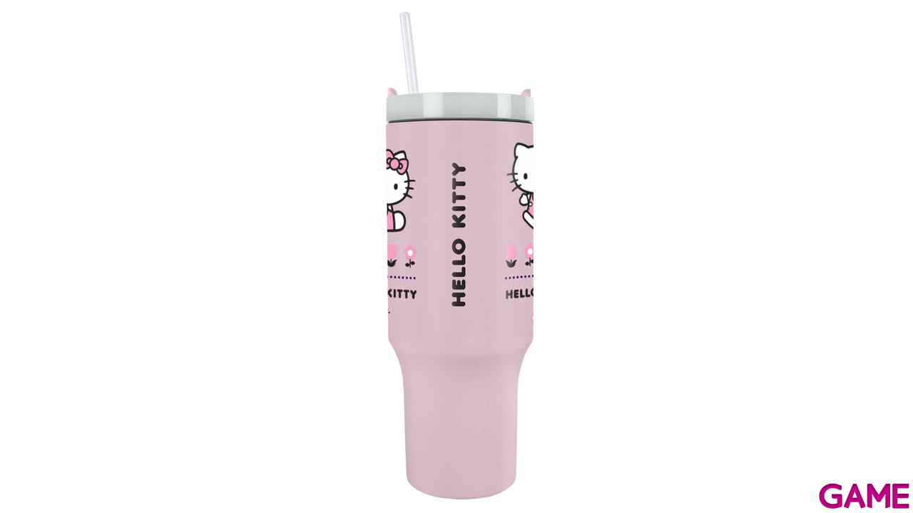 Vaso termo de acero inoxidable con pajita Hello Kitty de 1180 ml-3