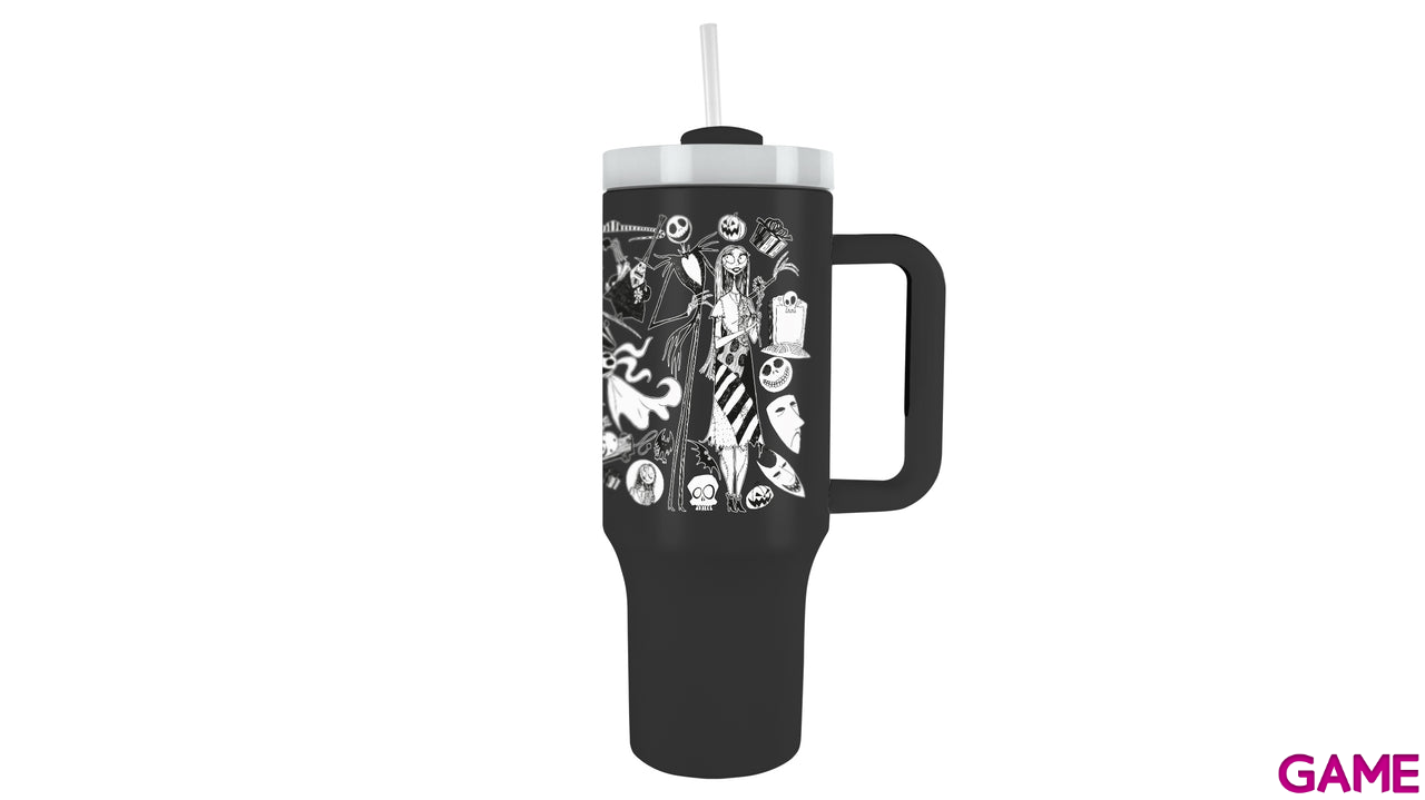 Vaso termo de acero inoxidable con pajita Pesadilla antes de Navidad de 1180 ml-3