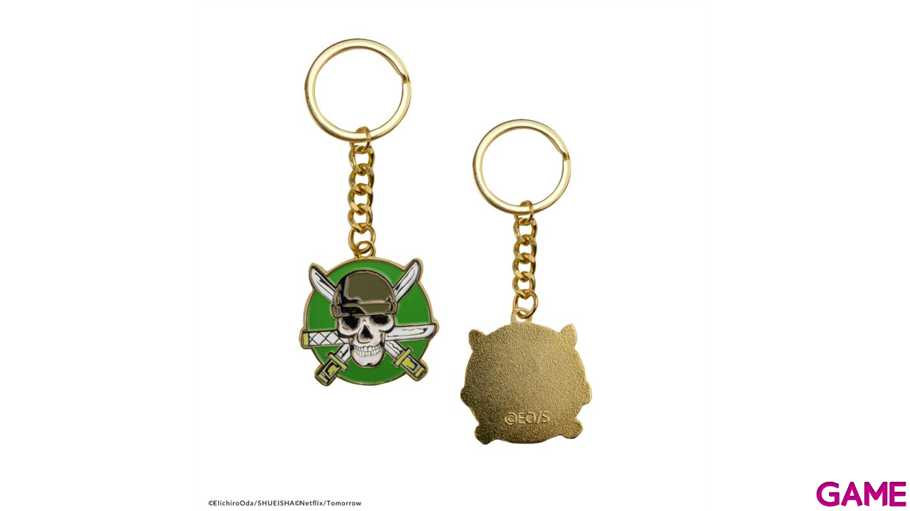 Llavero metalico One Piece Calavera Zoro de  4 cm-0