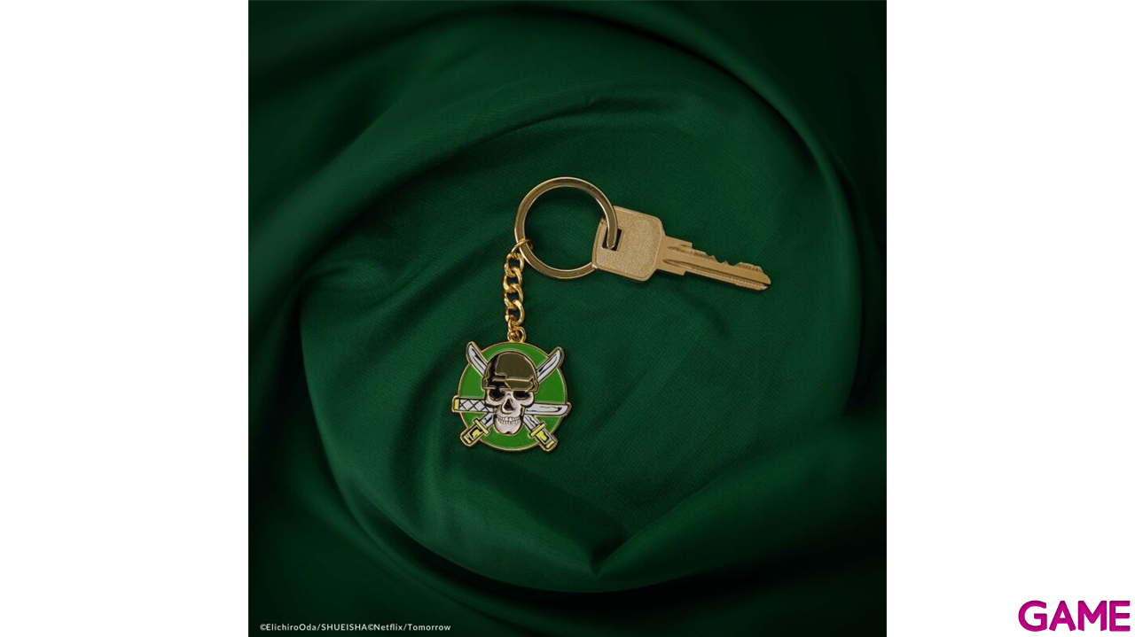 Llavero metalico One Piece Calavera Zoro de  4 cm-1