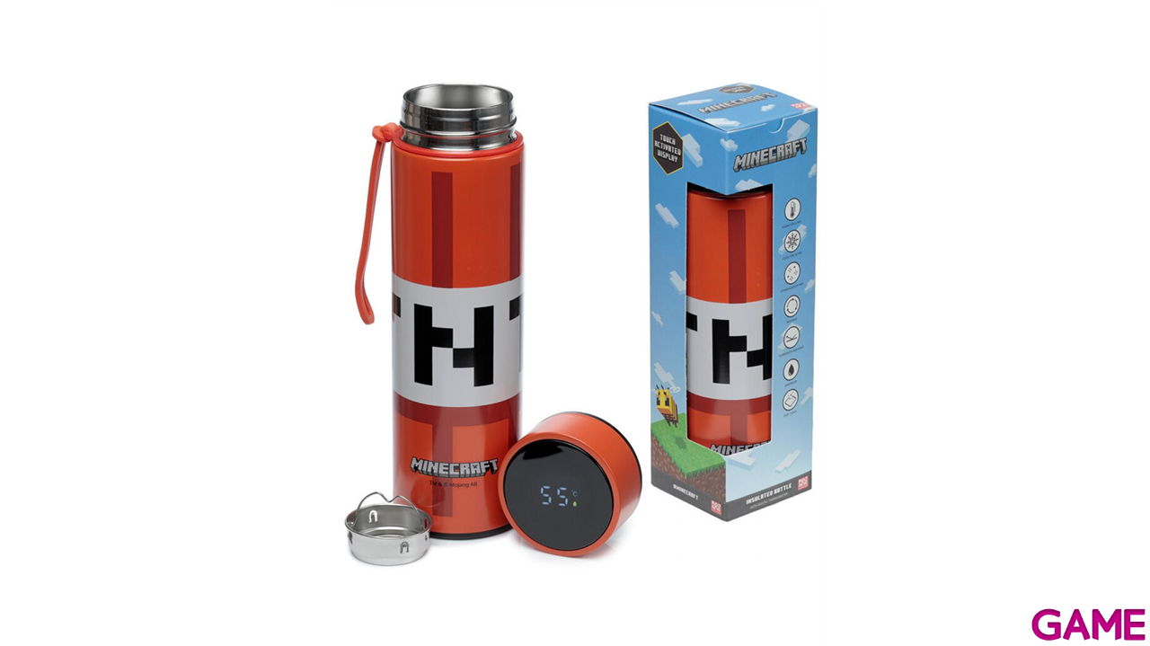 Botella metalica de acero inoxidable con Termometro Minecraft TNT de 450 ml-2