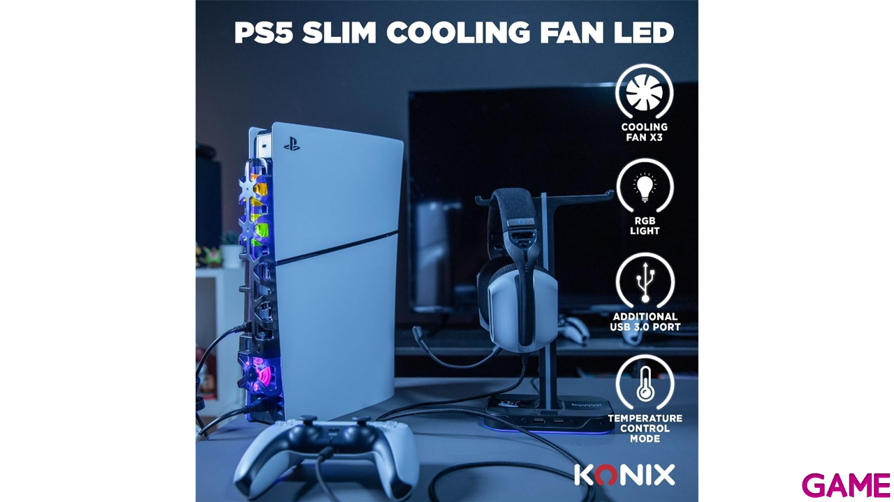 Konix Ventilador con Led para PS5 Slim-5