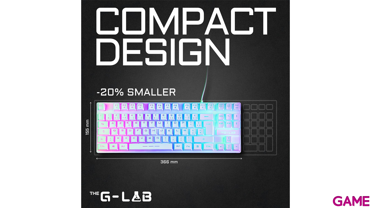 The G-Lab Keyz Caesium TKL RGB Membrana Blanco - Teclado Gaming-2