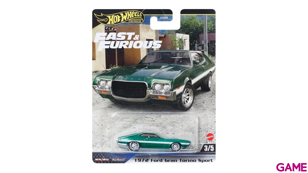 Coche Hot Wheels Fast Furious Ford Gran Torino 1972 Scale 1/64 de 8 cm-1