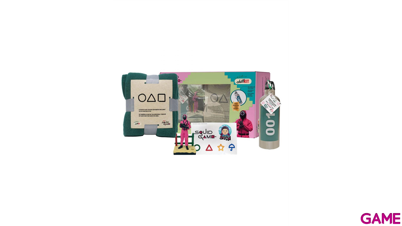 Caja de regalo Juego del Calamar (Figura + Botella + manta + pegatinas)-1