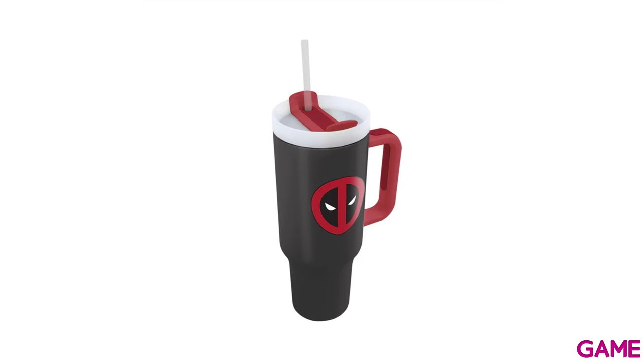 Vaso termo de acero inoxidable con pajita Deadpool de 1180 ml-0