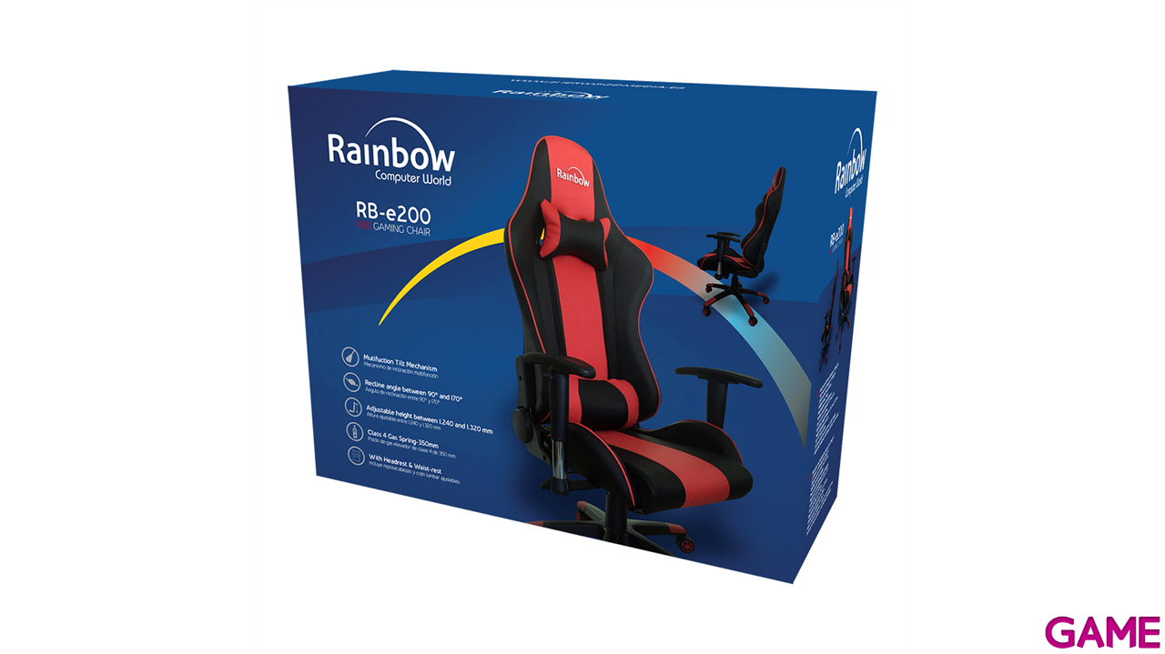 Rainbow RB-e200 Negro - Rojo - Silla Gaming-0