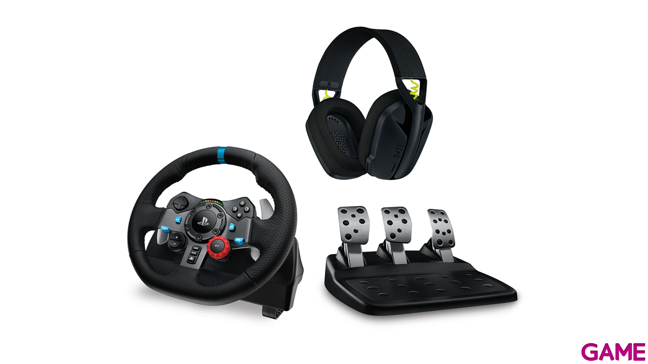 Logitech G29 Driving Force + Auriculares G435 PC - PS5 - PS4 - PS3 - Licencia PlayStation - Volante-2