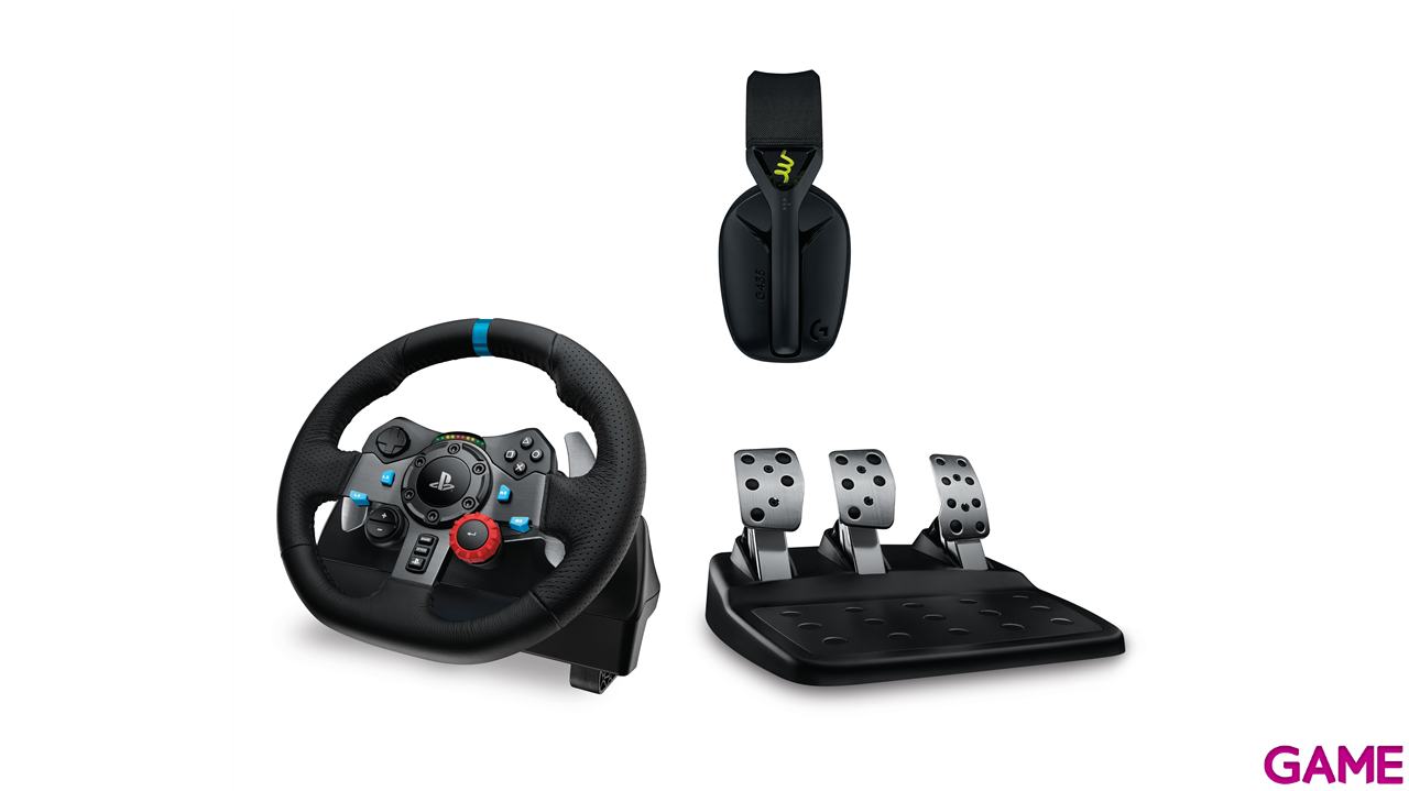 Logitech G29 Driving Force + Auriculares G435 PC - PS5 - PS4 - PS3 - Licencia PlayStation - Volante-3