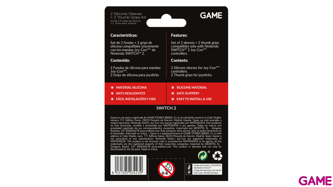 GAME GM-34230 Set de 2 Fundas de Silicona + 2 Grips para Joy-Con Switch2-1