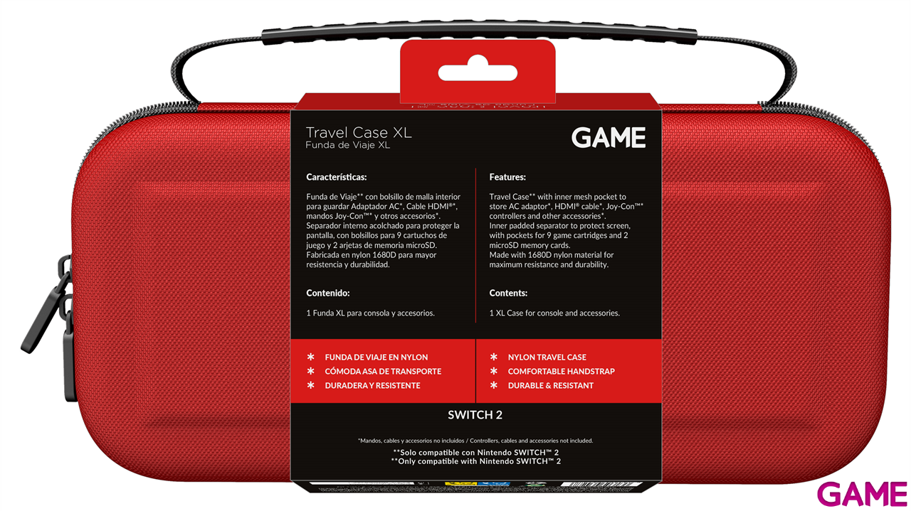 GAME GM-34278 Bolsa de transporte Roja para Switch2-0