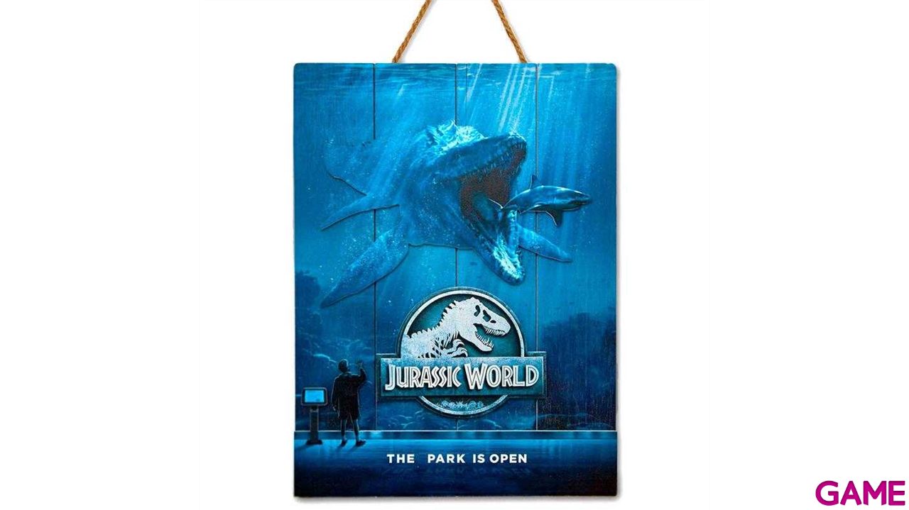JURASSIC WORLD MOSSASAURUS CARTEL MADERA 30 X 40 CM WOODART 3D PRINT-0