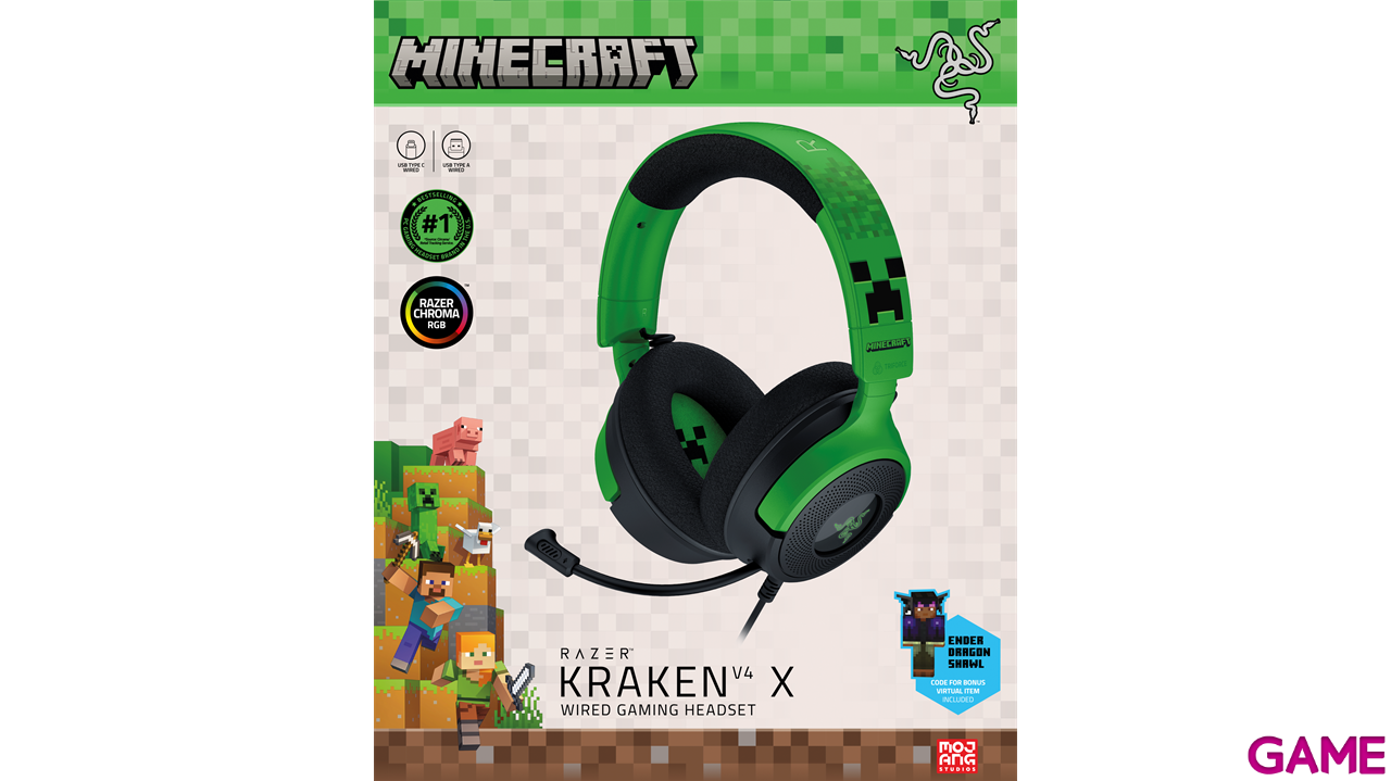 Razer Kraken V4 X - Minecraft Edition - PC - PS5 - PS4 - Movil - Auriculares Gaming-2