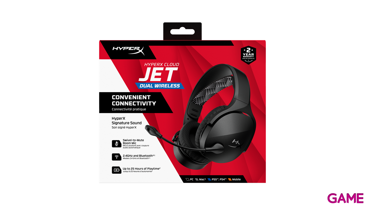 HyperX Cloud Jet Dual Wireless Negro - PC - PS5 - PS4 - Switch - Movil - Auriculares Gaming-2