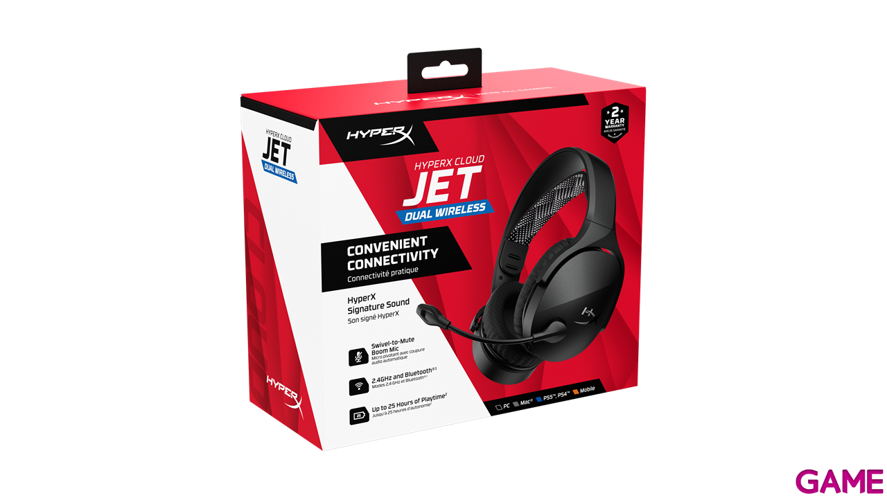 HyperX Cloud Jet Dual Wireless Negro - PC - PS5 - PS4 - Switch - Movil - Auriculares Gaming-3