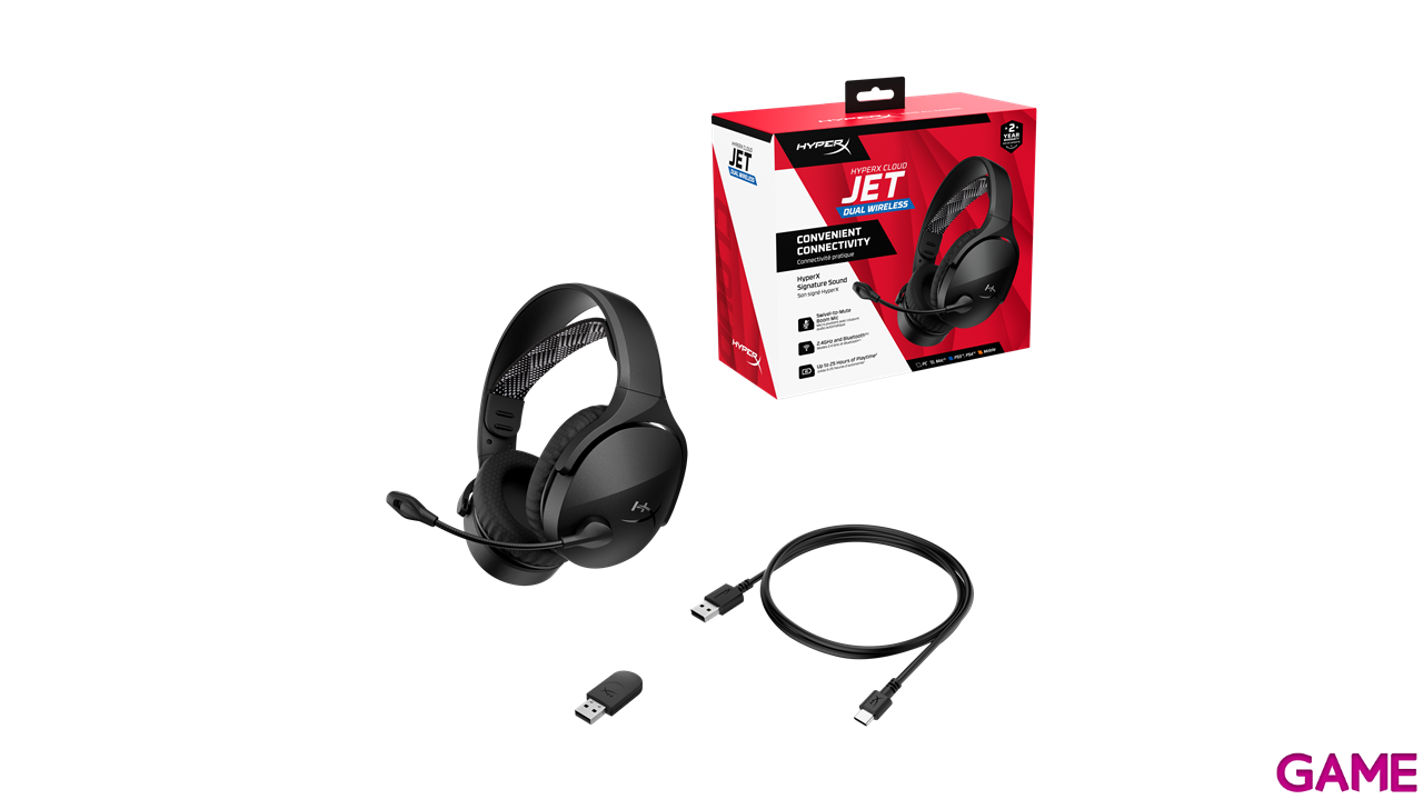 HyperX Cloud Jet Dual Wireless Negro - PC - PS5 - PS4 - Switch - Movil - Auriculares Gaming-4