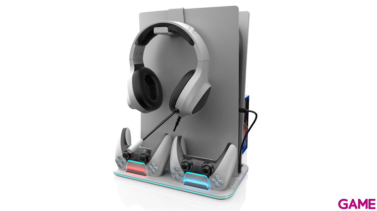 Soporte Cargador Trade Invaders con ventilación y luz RGB para PS5/PS5 Slim-0