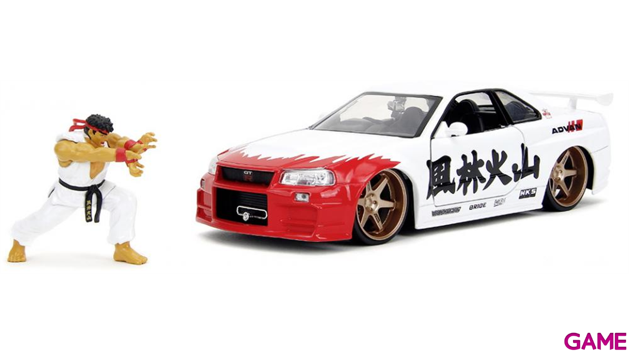 Pack Figura y Vehículo Street Fighter II Ryu and Nissan Skyline Gt-R Set (Escala 1/24)-4