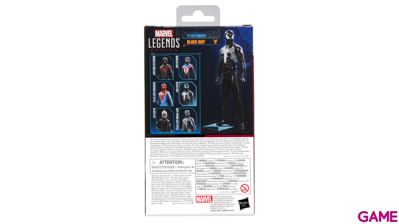 Figura Spiderman Marvel Legends Series Gamerverse Peter Parker (Traje Negro) de 15 Cm-6