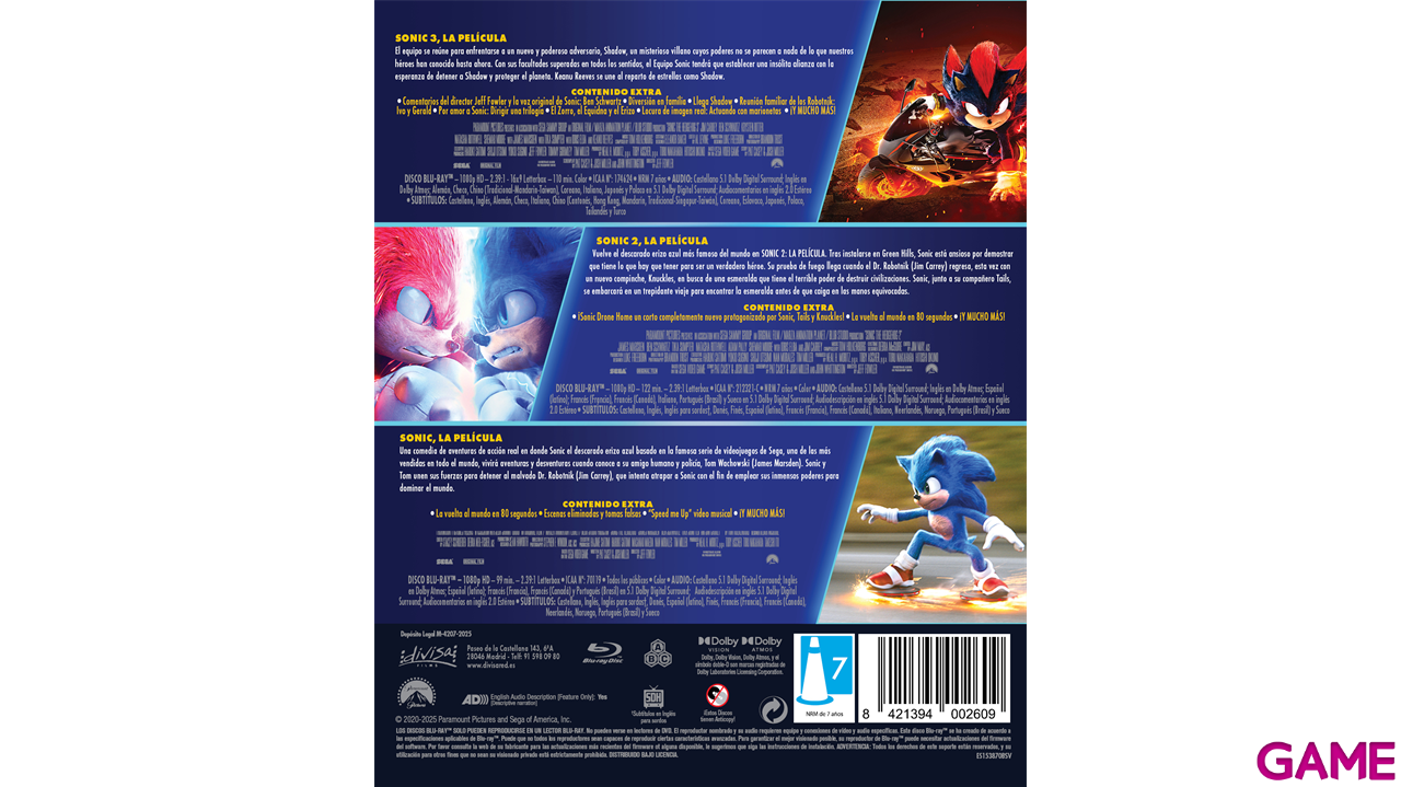 Sonic Las Películas 1+2+3-2