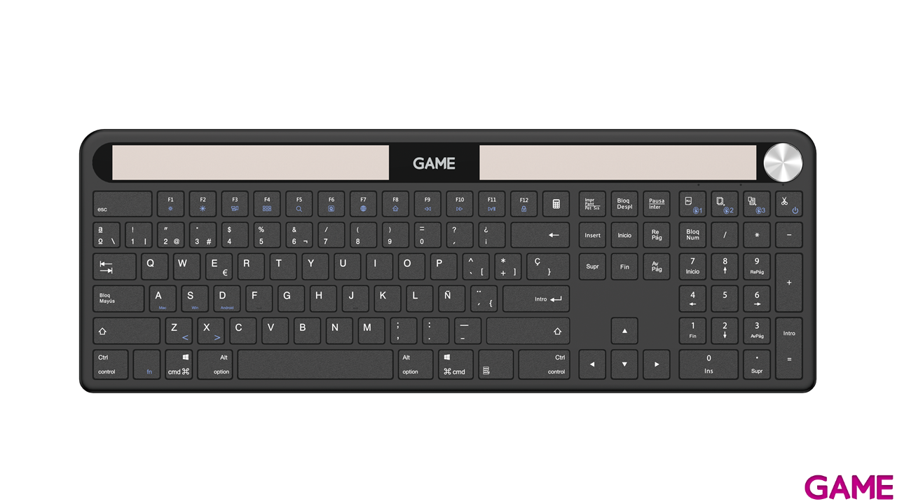 GAME Home And Work KH-SW Solar Wireless Bluetooth Negro Spanish Layout - Teclado-0