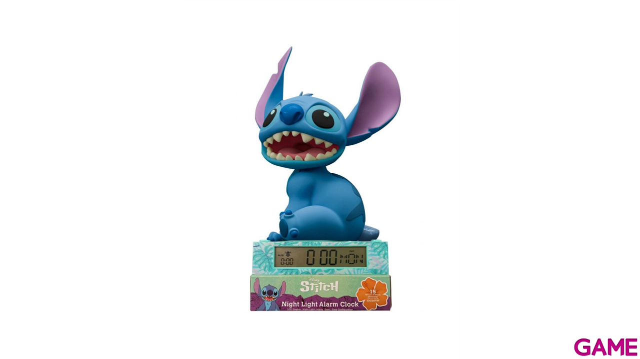 Lampara 3D Stitch con despertador y fecha-2