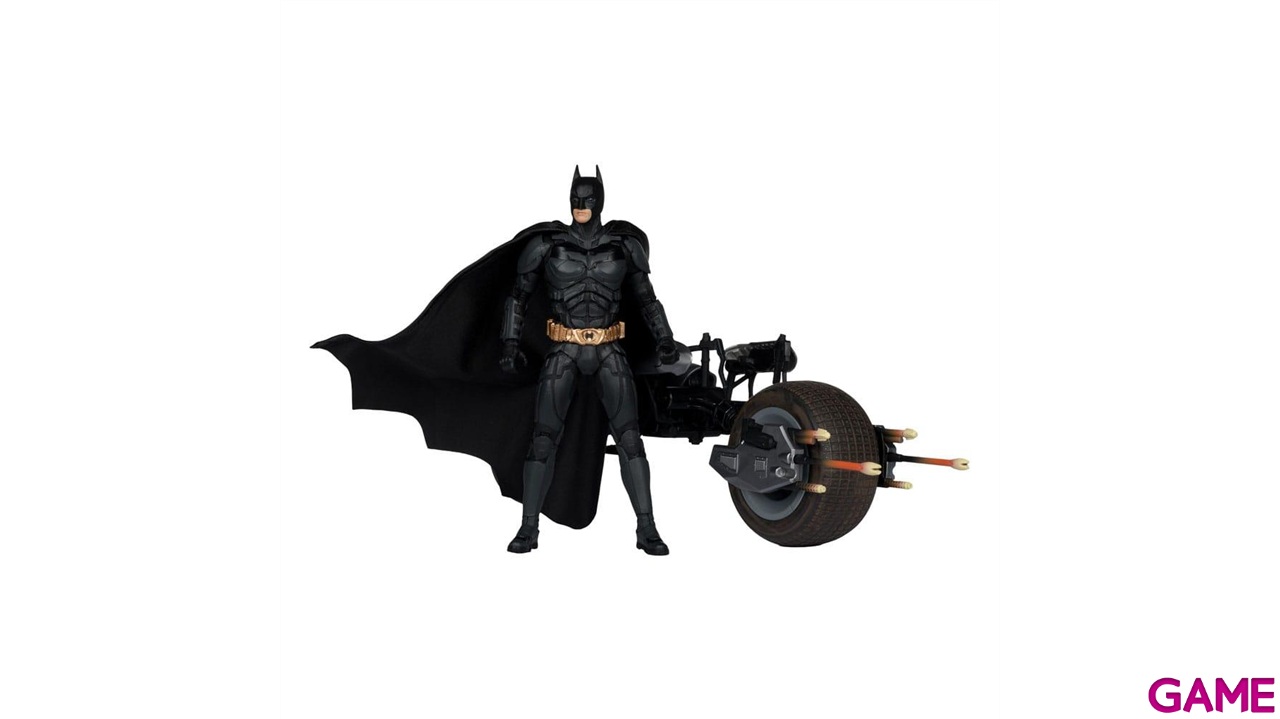 Figura DC Comics Batman The Dark Knight con Vehiculo y Batpod de 18 cm-2