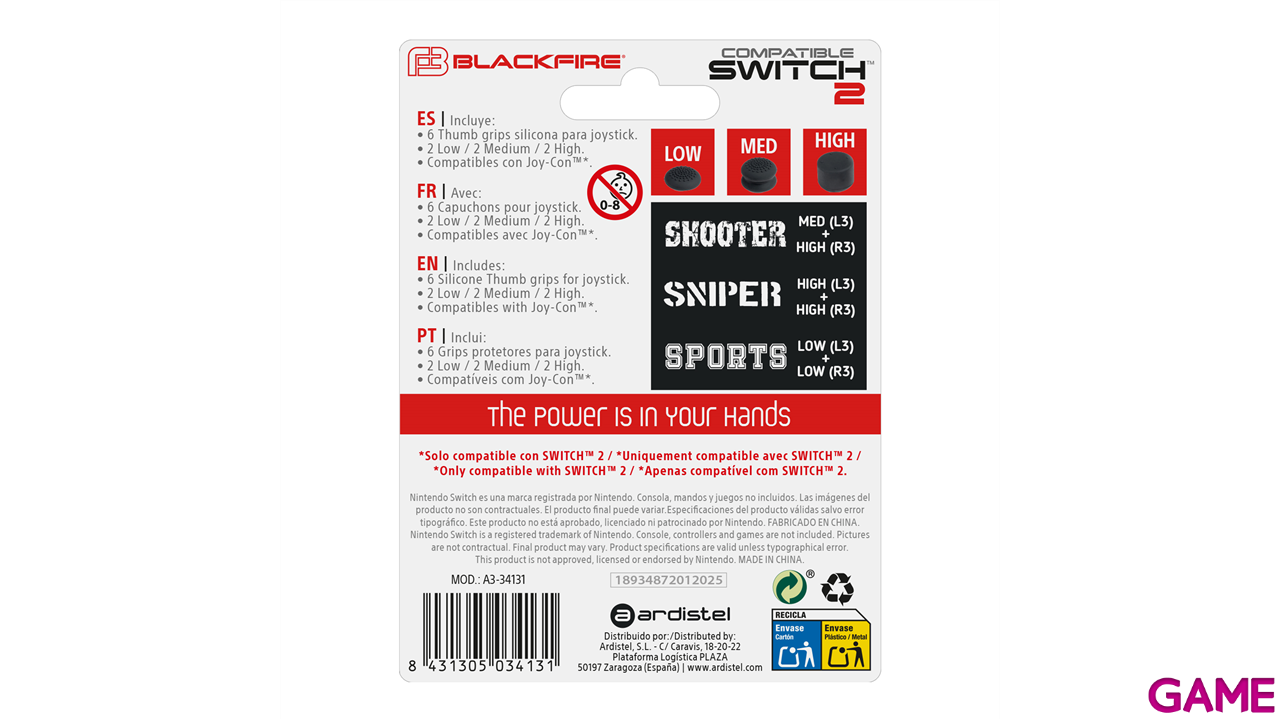 Blackfire Switch2 Thumbgrips Kit 6In1-1