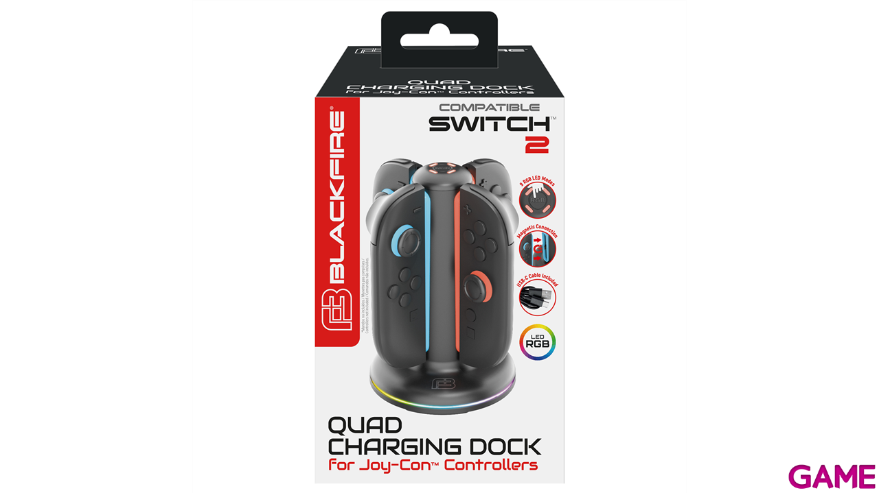 Blackfire Switch2 Quad Charging Dock Joycon Rgbled-4