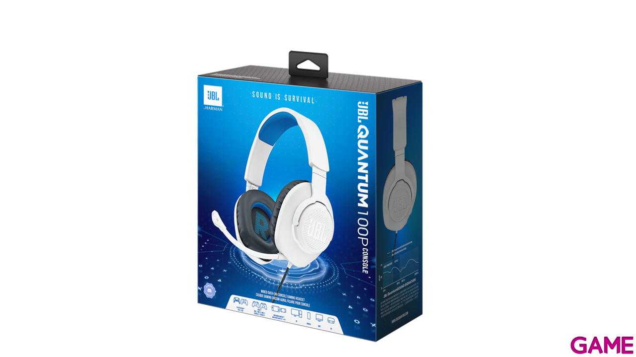JBL Quantum 100P White Blue PC - PS5 - PS4 - XBOX - Switch - Auriculares Gaming-0