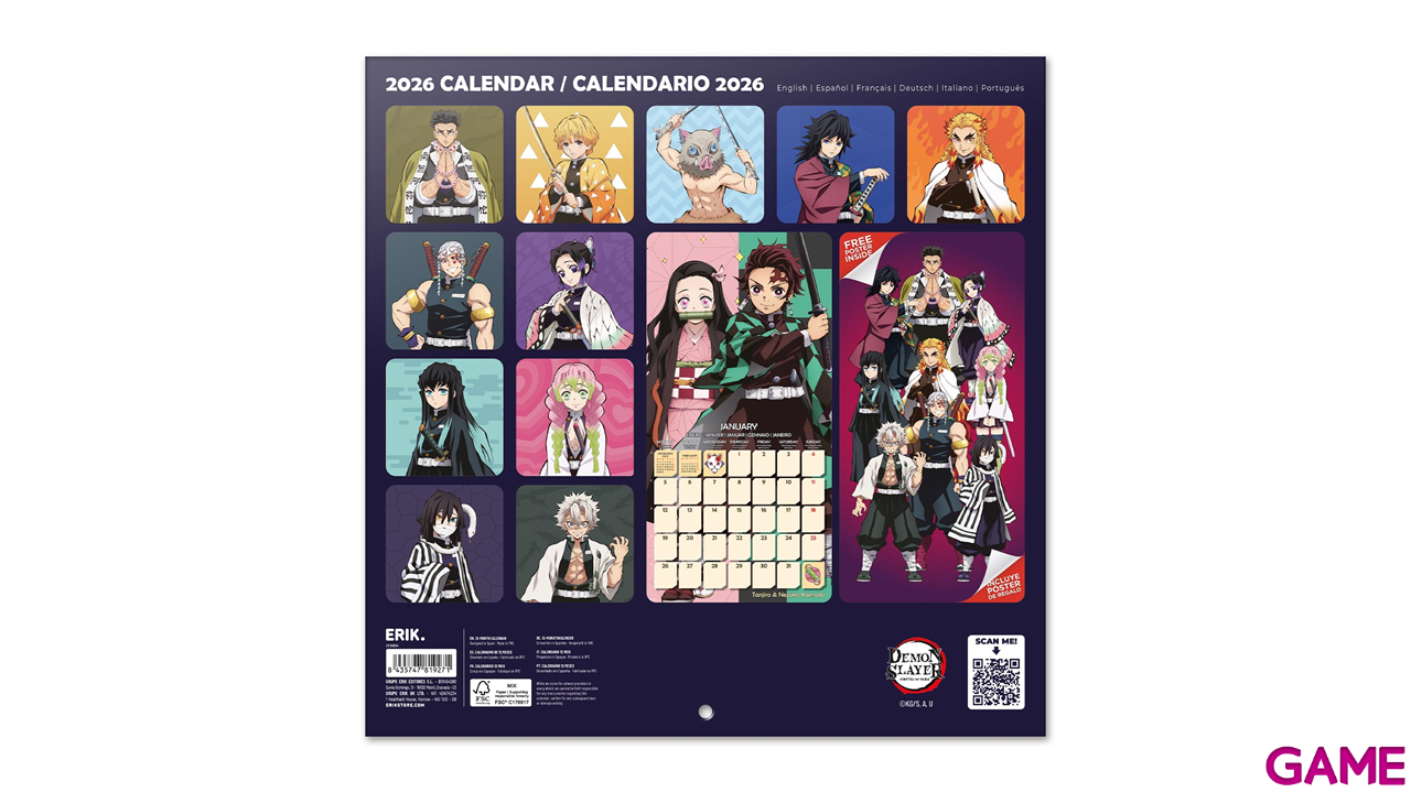 Calendario 2026 Demon Slayer 30x30 cm-3