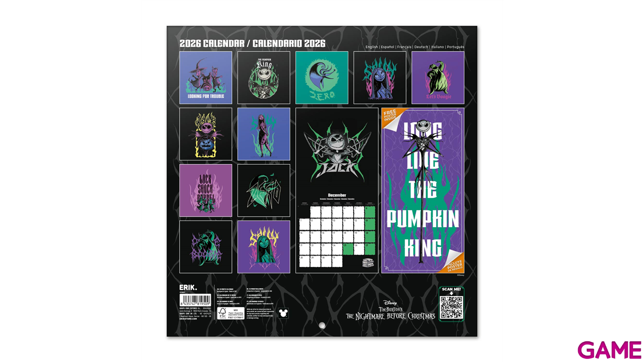 Calendario 2026 Pesadilla antes de Navidad 30x30 cm-3