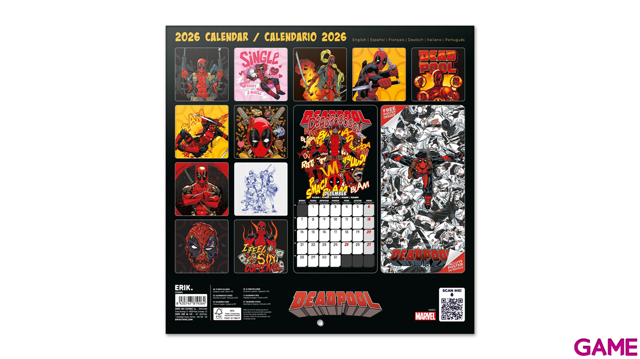 Calendario 2026 Marvel Deadpool 30x30 cm-4