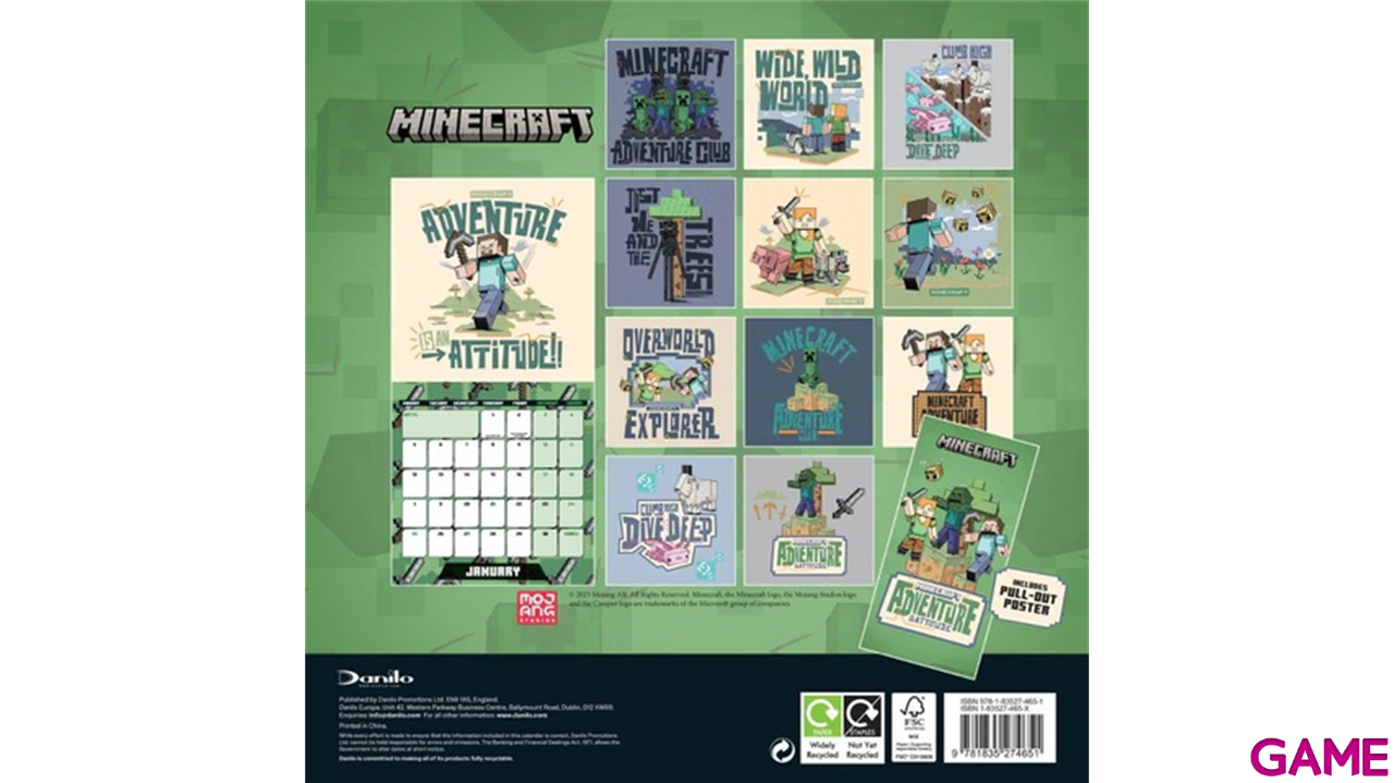 Calendario 2026 Minecraft 30x30 cm-5