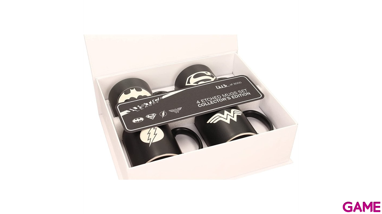 Pack de 4 tazas de ceramica con logos Universo DC grabados en láser. Edicion coleccionista numerada-4