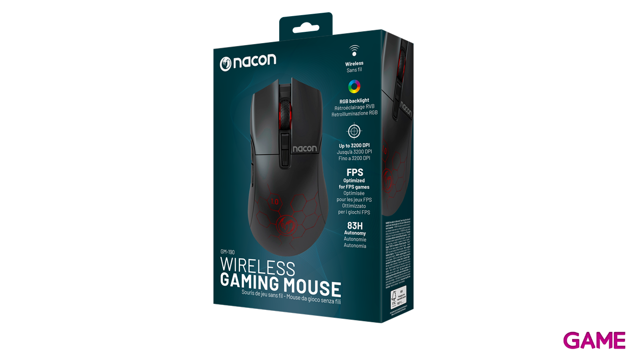 Nacon PCGM-190 Inalambrico Negro - Raton Gaming-1