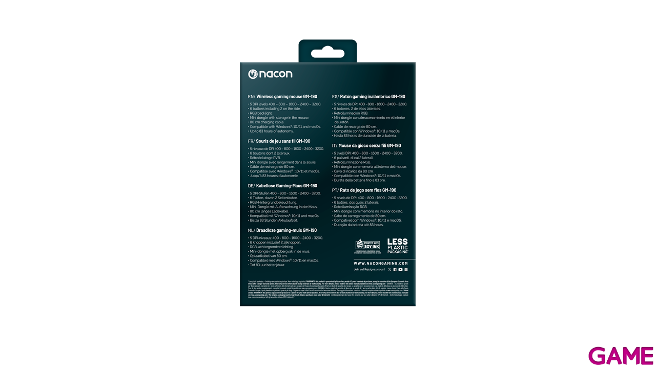 Nacon PCGM-190 Inalambrico Negro - Raton Gaming-4