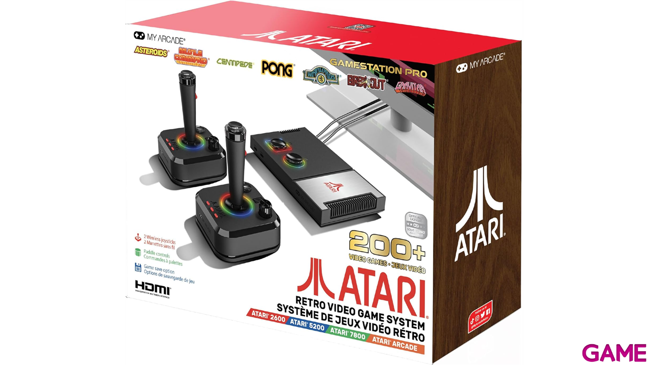 Consola Retro Gamestation Pro Atari + 2 sticks inalambricos e iluminacion RGB (200 juegos incluidos)-1