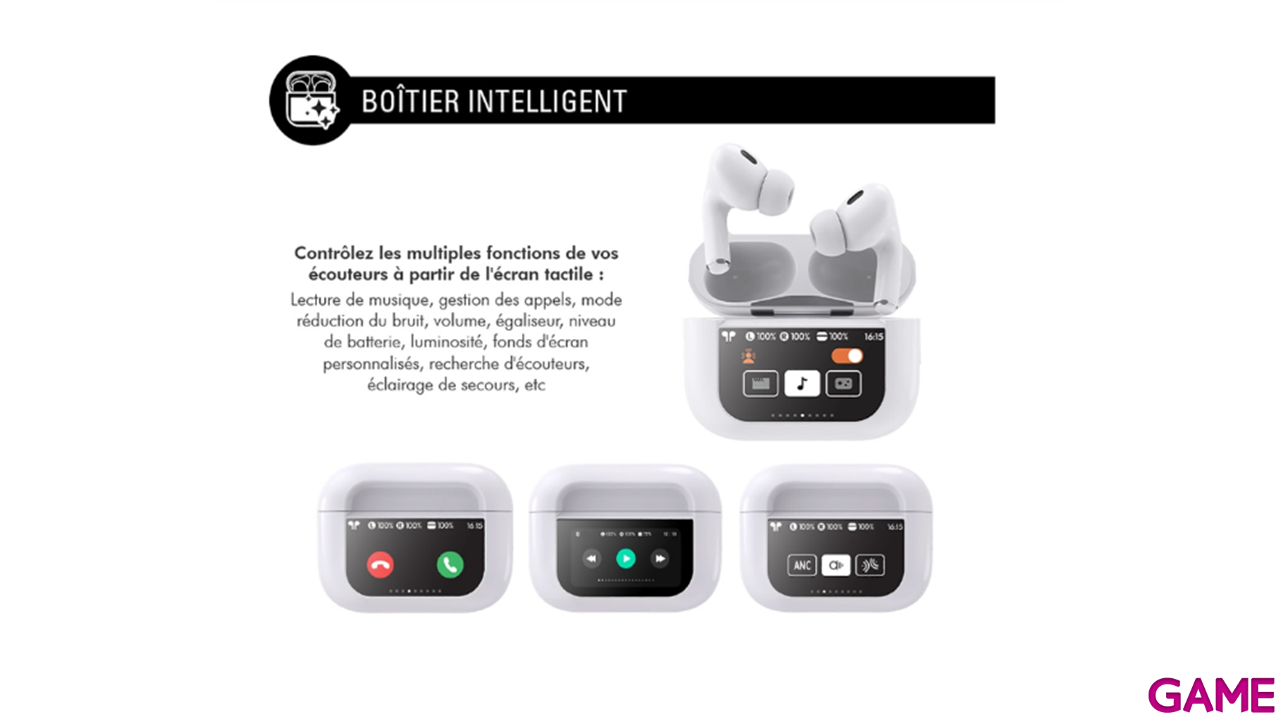 Auriculares True Wireless con Pantalla - Blanco-1