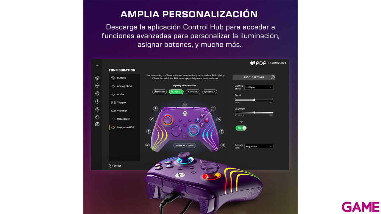 Mando con Cable Turtle Beach Afterglow Wave Licenciado Xbox - Morado-10