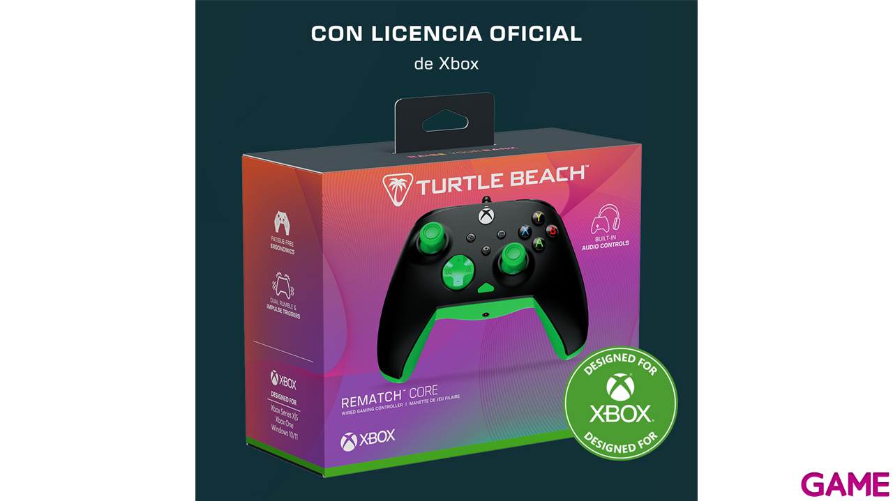 Mando con Cable Turtle Beach Rematch Core Licenciado Xbox - Negro y Verde-4