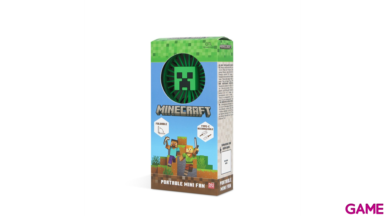 Ventilador Plegable portátil Minecraft de color verde-3