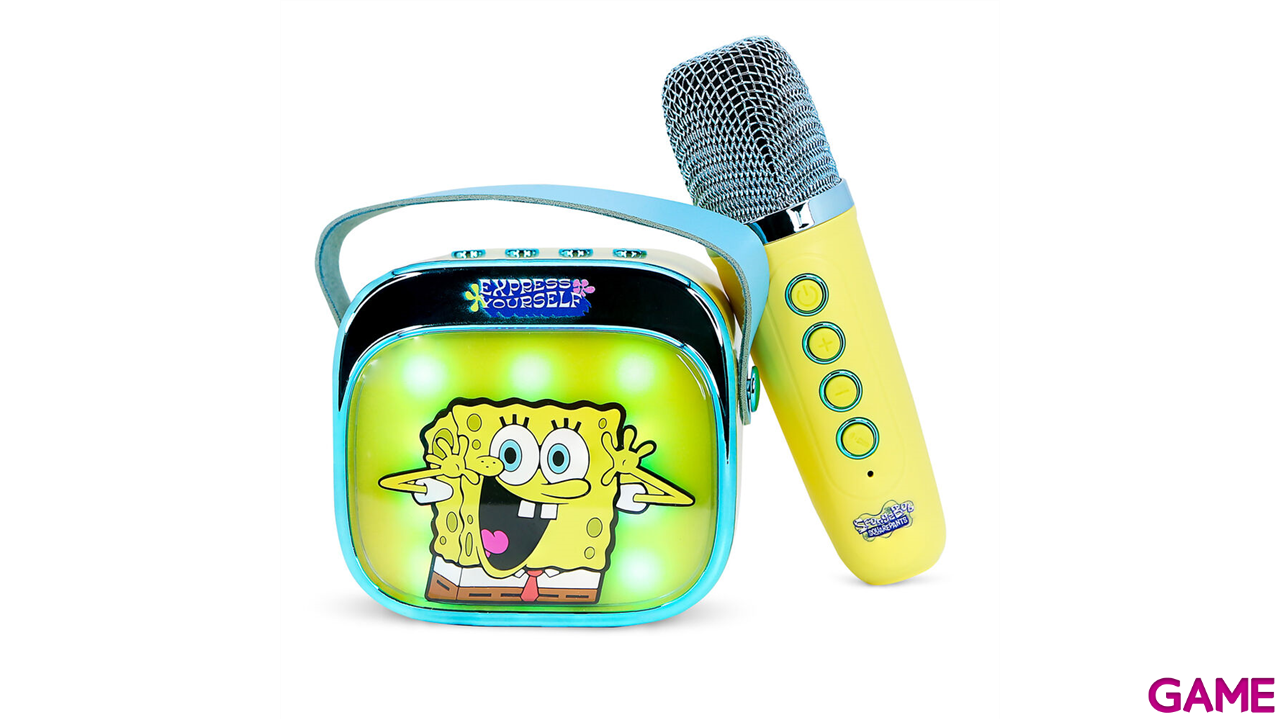 Altavoz bluetooth LED con microfono Karaoke Bob Esponja-0