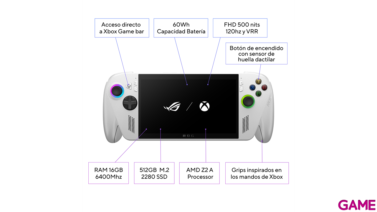 ASUS ROG Xbox Ally X - AMD Ryzen Z2 A, 16GB RAM, 512GB, Windows 11, Game Pass Premium incluído - Consola Portátil gaming-1