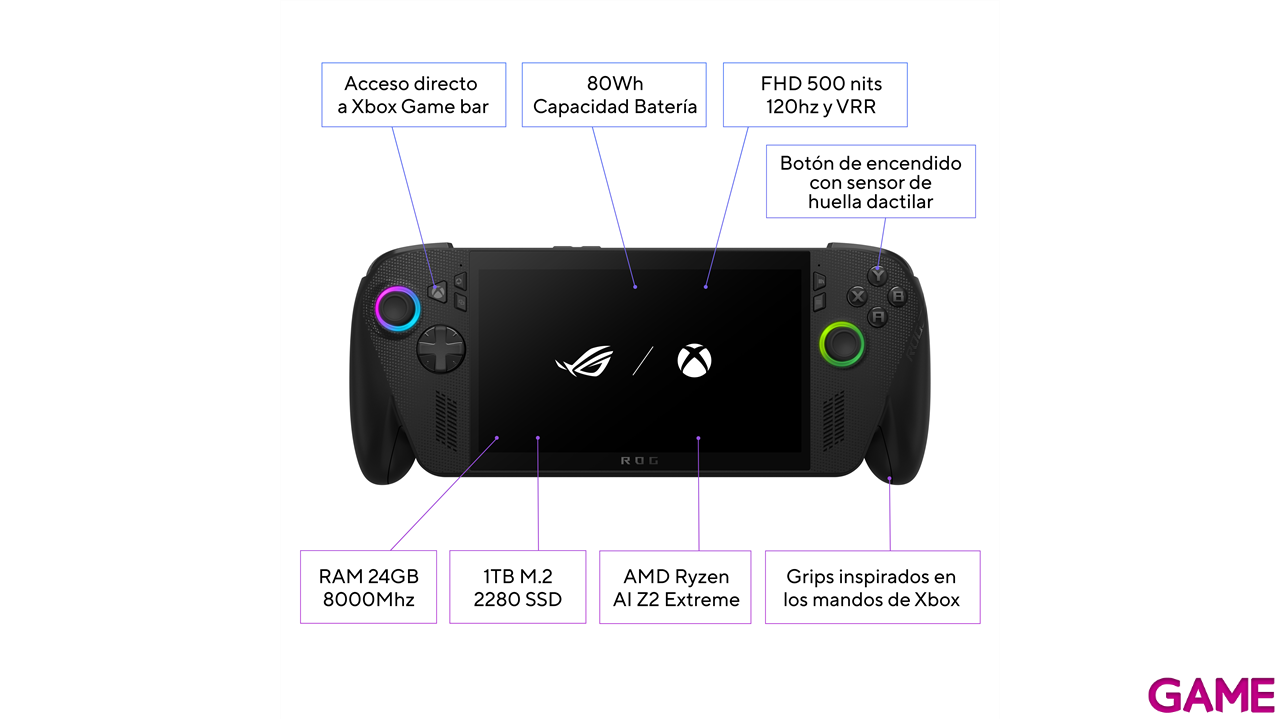 ASUS ROG Xbox Ally X - Z2 Extreme - 24GB - 1TB SSD - 7´´ - W11 - Consola Portatil-0