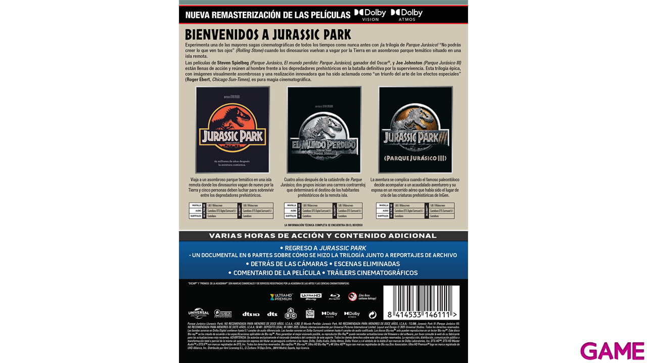 Trilogía Jurassic Park 4K + BD Edición Steelbook-0