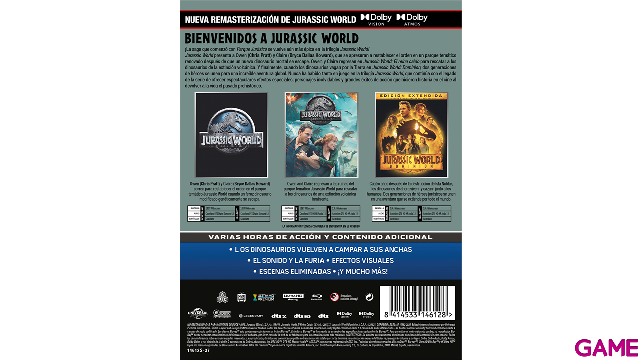 Trilogía Jurassic World 4K + BD Edición Steelbook-0