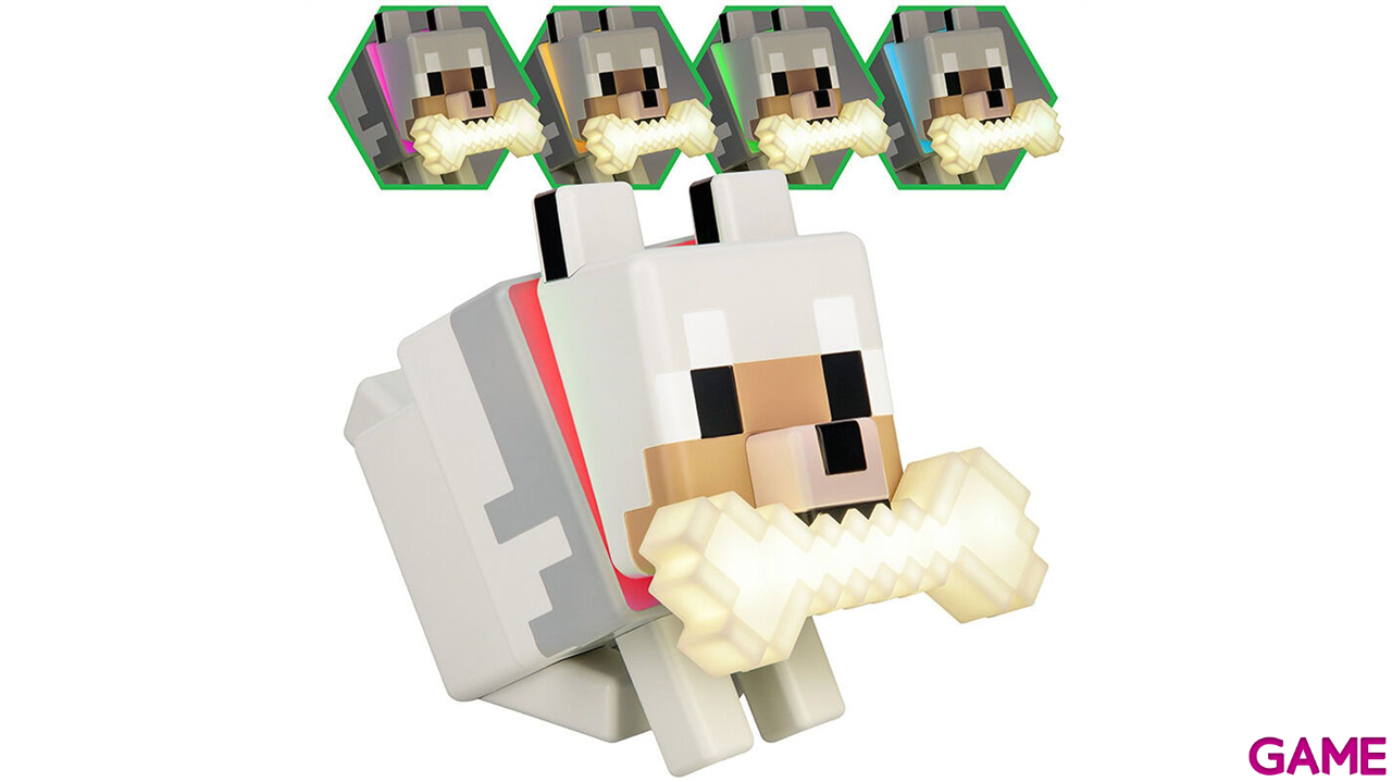 Lampara LED Minecraft Wolf GloBuddies de 14 cm-1