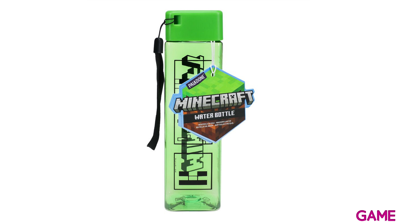 Botella cuadrada de plastico Minecraft Creeper de 500 ml-0