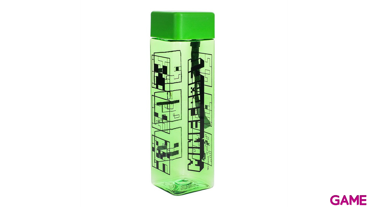 Botella cuadrada de plastico Minecraft Creeper de 500 ml-1